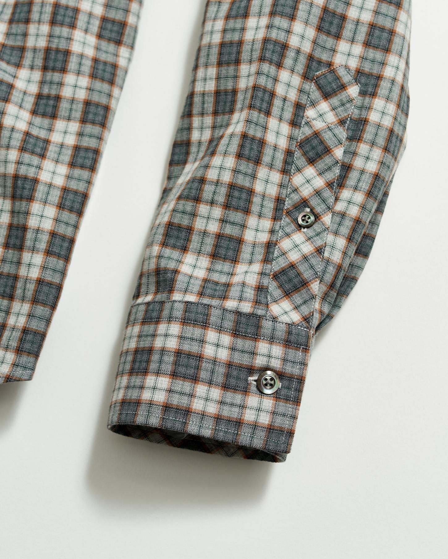 Men Herringbone Plaid John T Shirt Grey/tan | Billy Reid Shirting