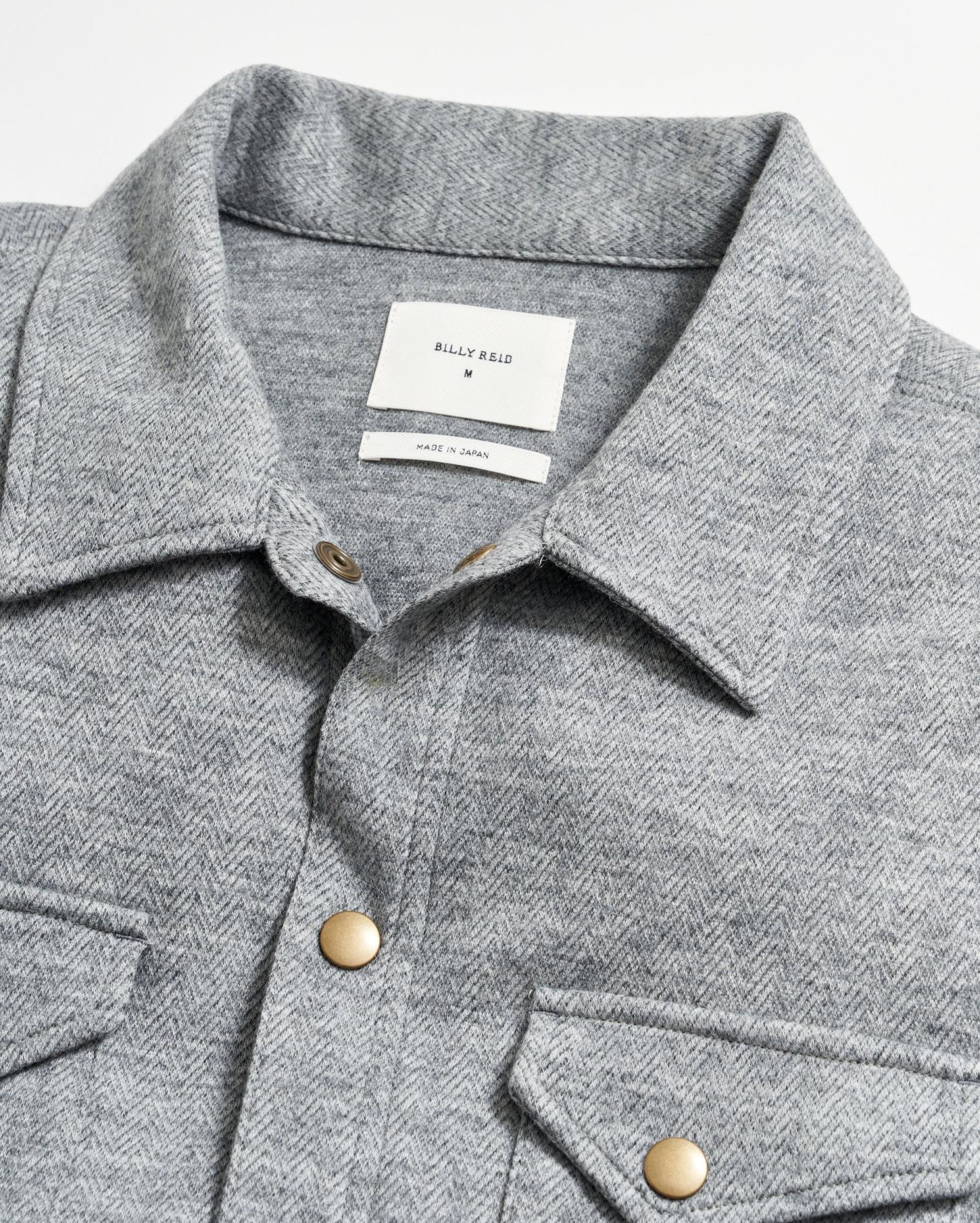 Men Herringbone Wool Shirt Jacket Medium Grey | Billy Reid Shirting