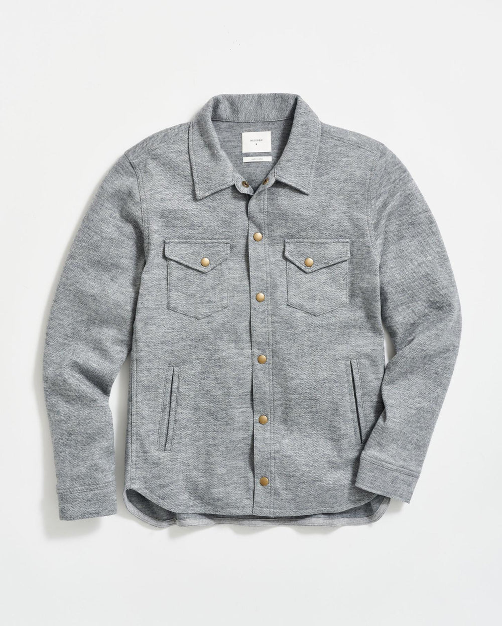 Men Herringbone Wool Shirt Jacket Medium Grey | Billy Reid Shirting