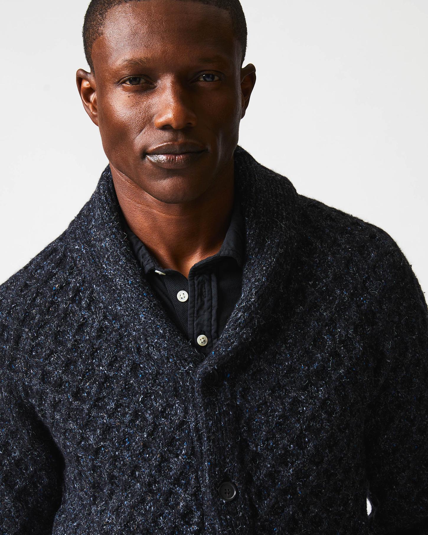 Men Honeycomb Cardigan Charcoal | Billy Reid Sweaters &amp; Sweatshirts