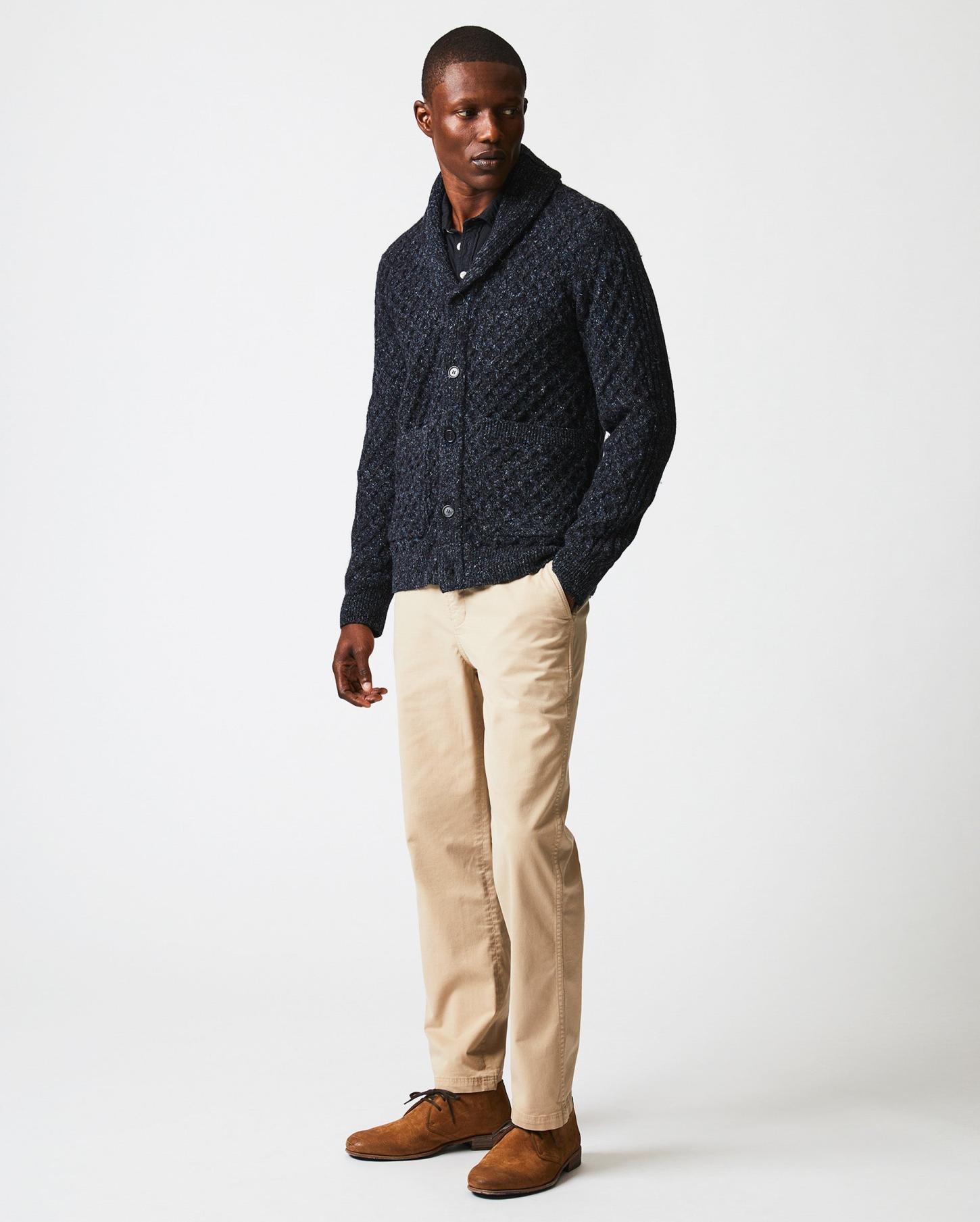 Men Honeycomb Cardigan Charcoal | Billy Reid Sweaters &amp; Sweatshirts