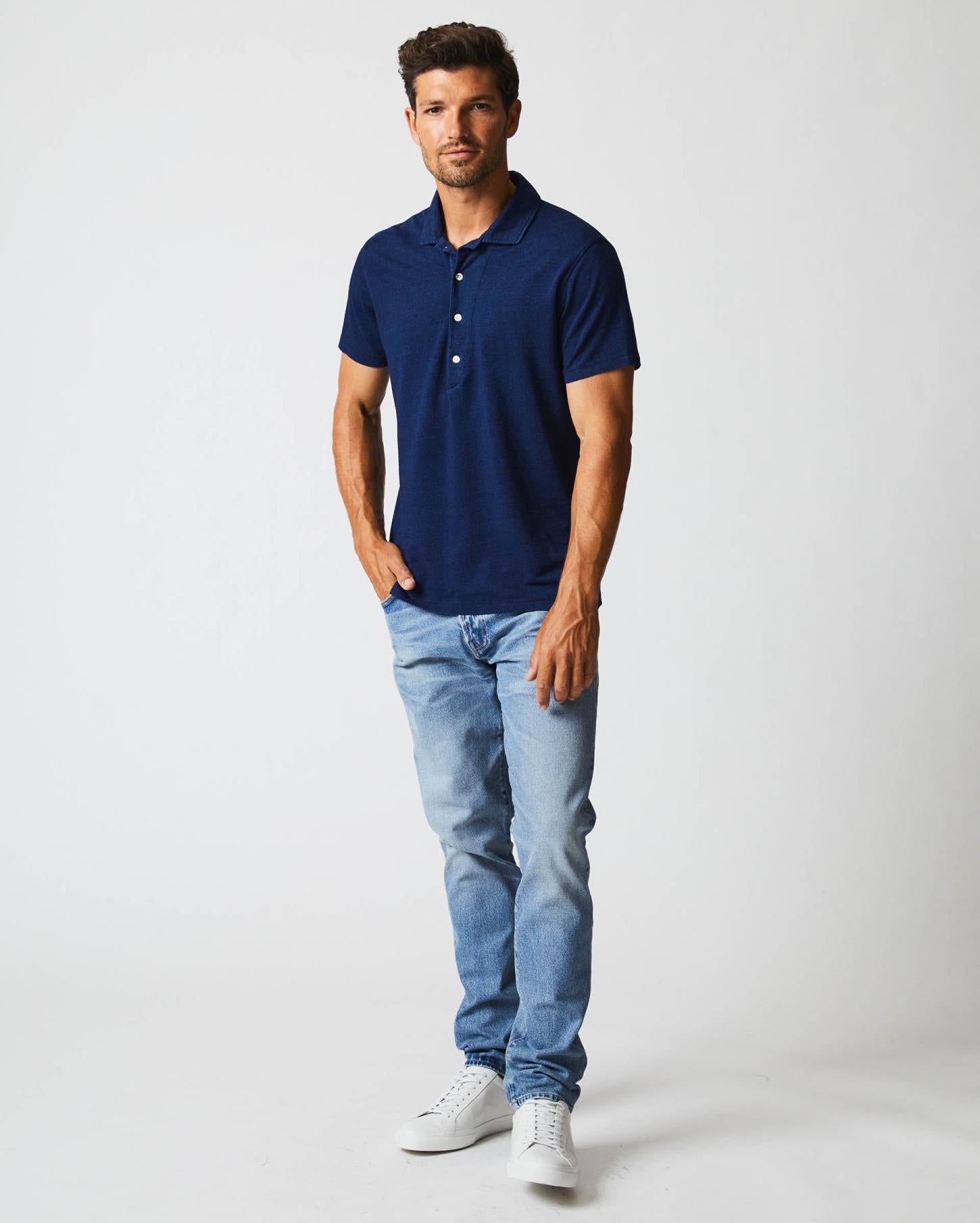 Men Indigo Polo Dark Indigo | Billy Reid Polos, Tees &amp; Henleys