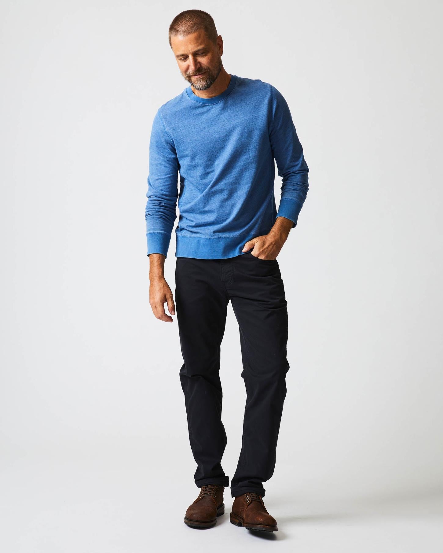 Men Indigo Terry Sweatshirt Denim | Billy Reid Sweaters &amp; Sweatshirts