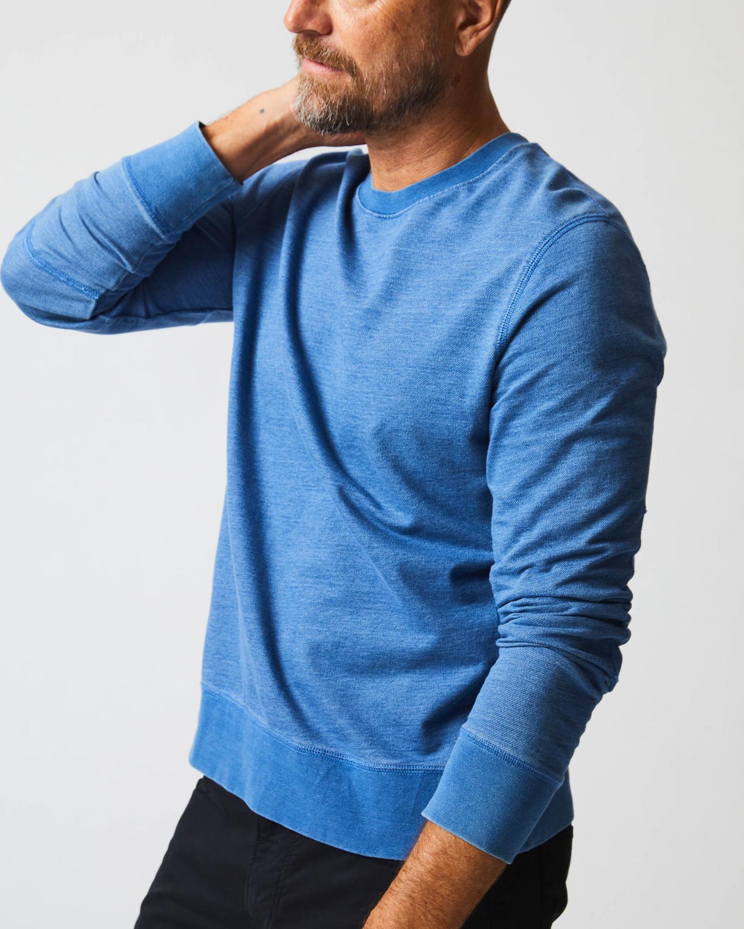 Men Indigo Terry Sweatshirt Denim | Billy Reid Sweaters &amp; Sweatshirts