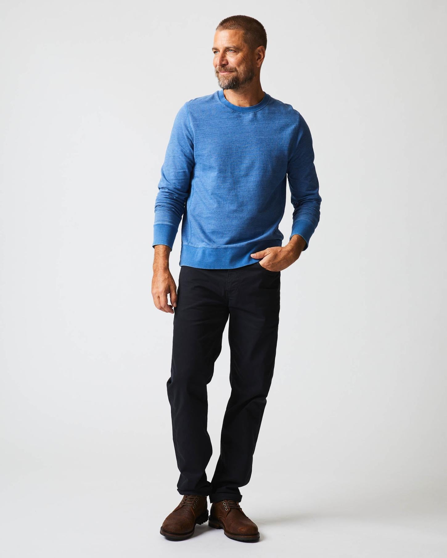 Men Indigo Terry Sweatshirt Denim | Billy Reid Sweaters &amp; Sweatshirts