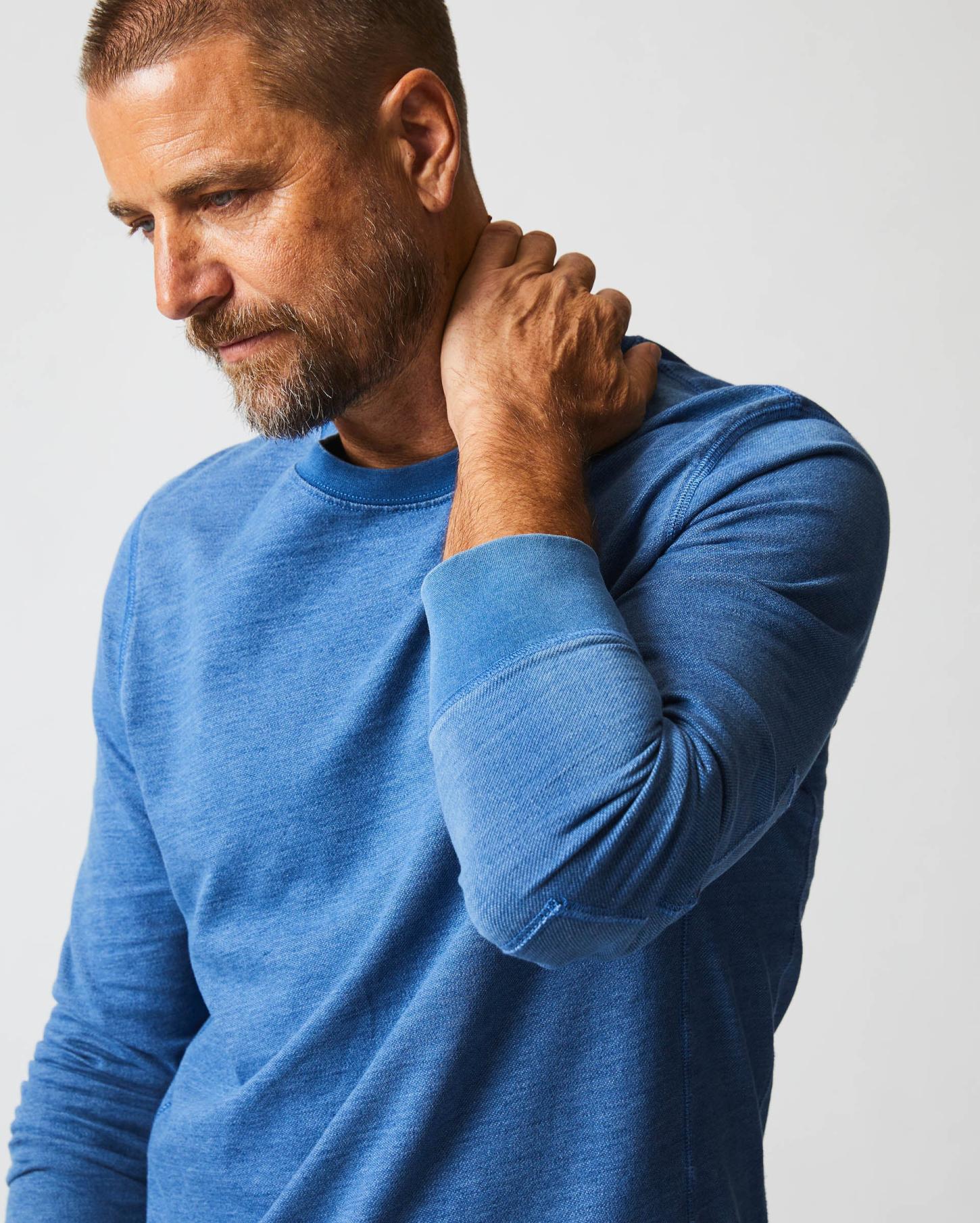 Men Indigo Terry Sweatshirt Denim | Billy Reid Sweaters &amp; Sweatshirts