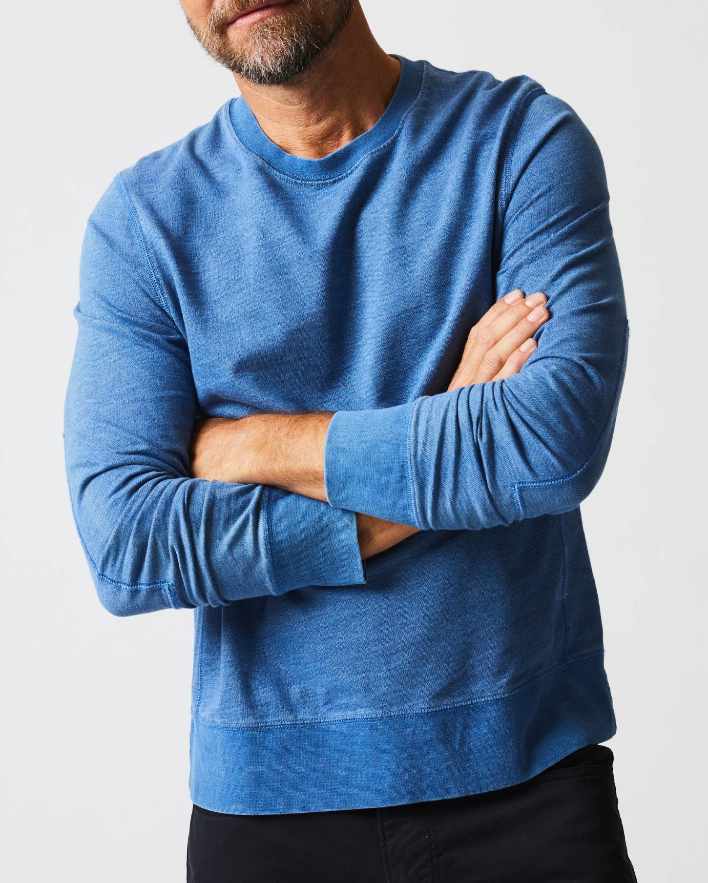 Men Indigo Terry Sweatshirt Denim | Billy Reid Sweaters &amp; Sweatshirts