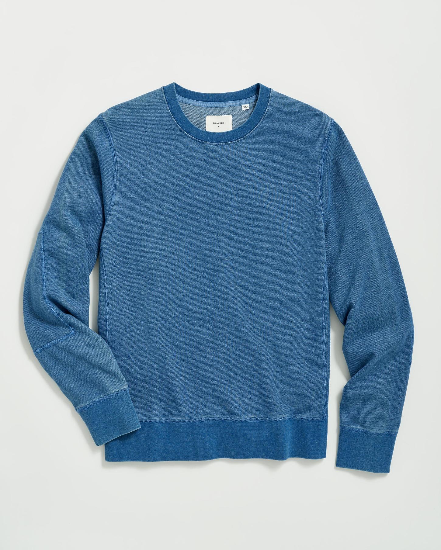 Men Indigo Terry Sweatshirt Denim | Billy Reid Sweaters &amp; Sweatshirts
