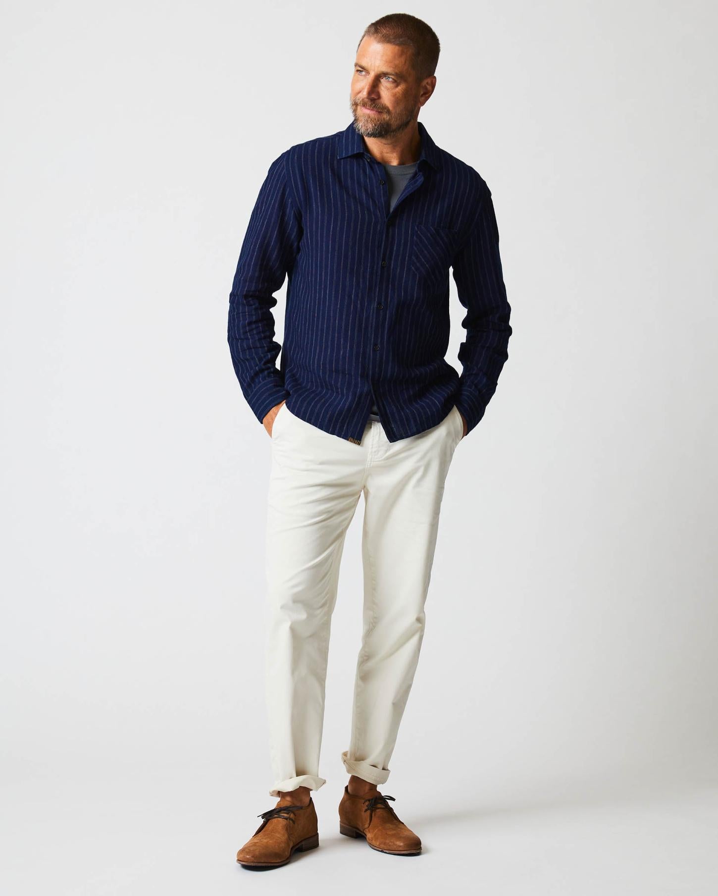 Men John T Shirt Indigo/white | Billy Reid Shirting