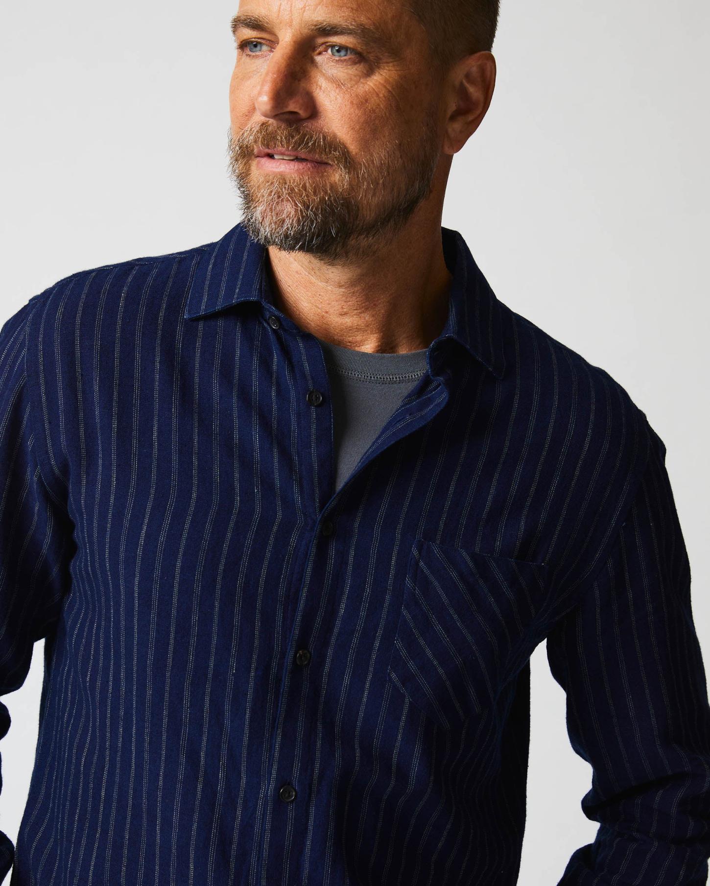 Men John T Shirt Indigo/white | Billy Reid Shirting