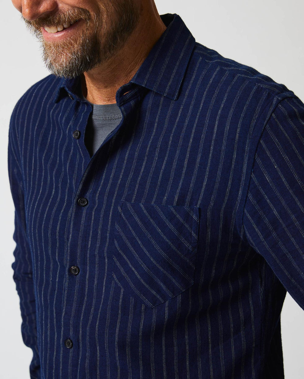 Men John T Shirt Indigo/white | Billy Reid Shirting