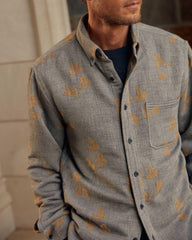Men Kudzu Jacquard Overshirt Grey/camel | Billy Reid Shirting