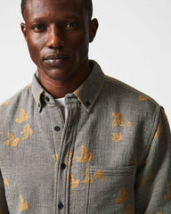 Men Kudzu Jacquard Overshirt Grey/camel | Billy Reid Shirting