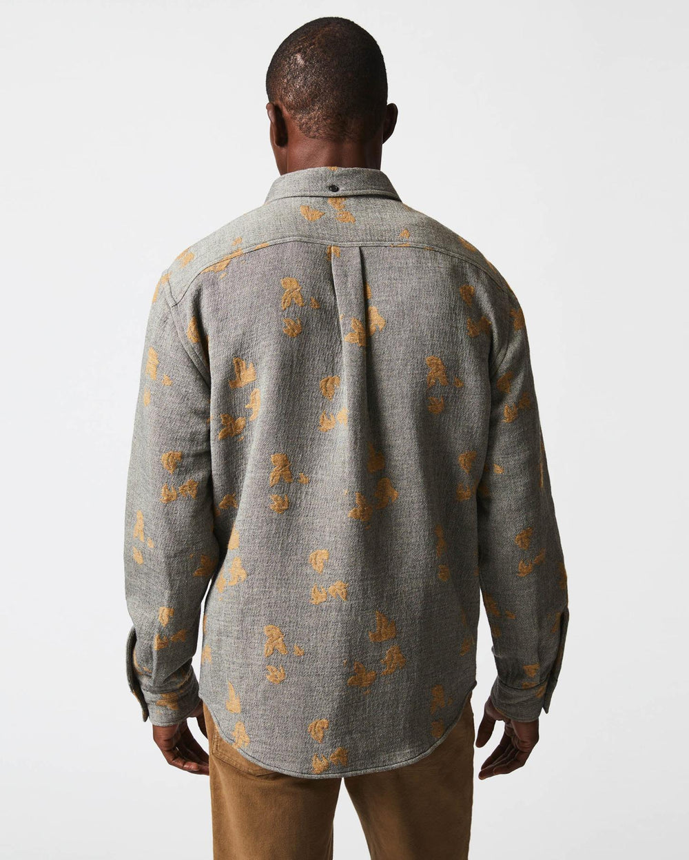 Men Kudzu Jacquard Overshirt Grey/camel | Billy Reid Shirting