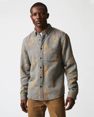 Men Kudzu Jacquard Overshirt Grey/camel | Billy Reid Shirting