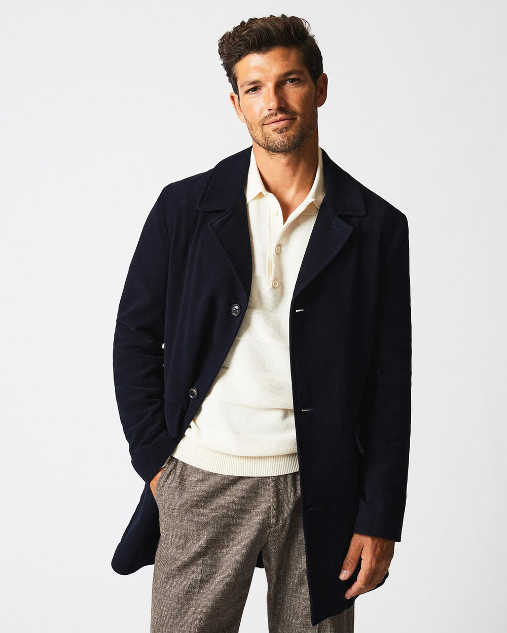 Men Lancaster Coat Carbon Blue | Billy Reid Jackets &amp; Outerwear