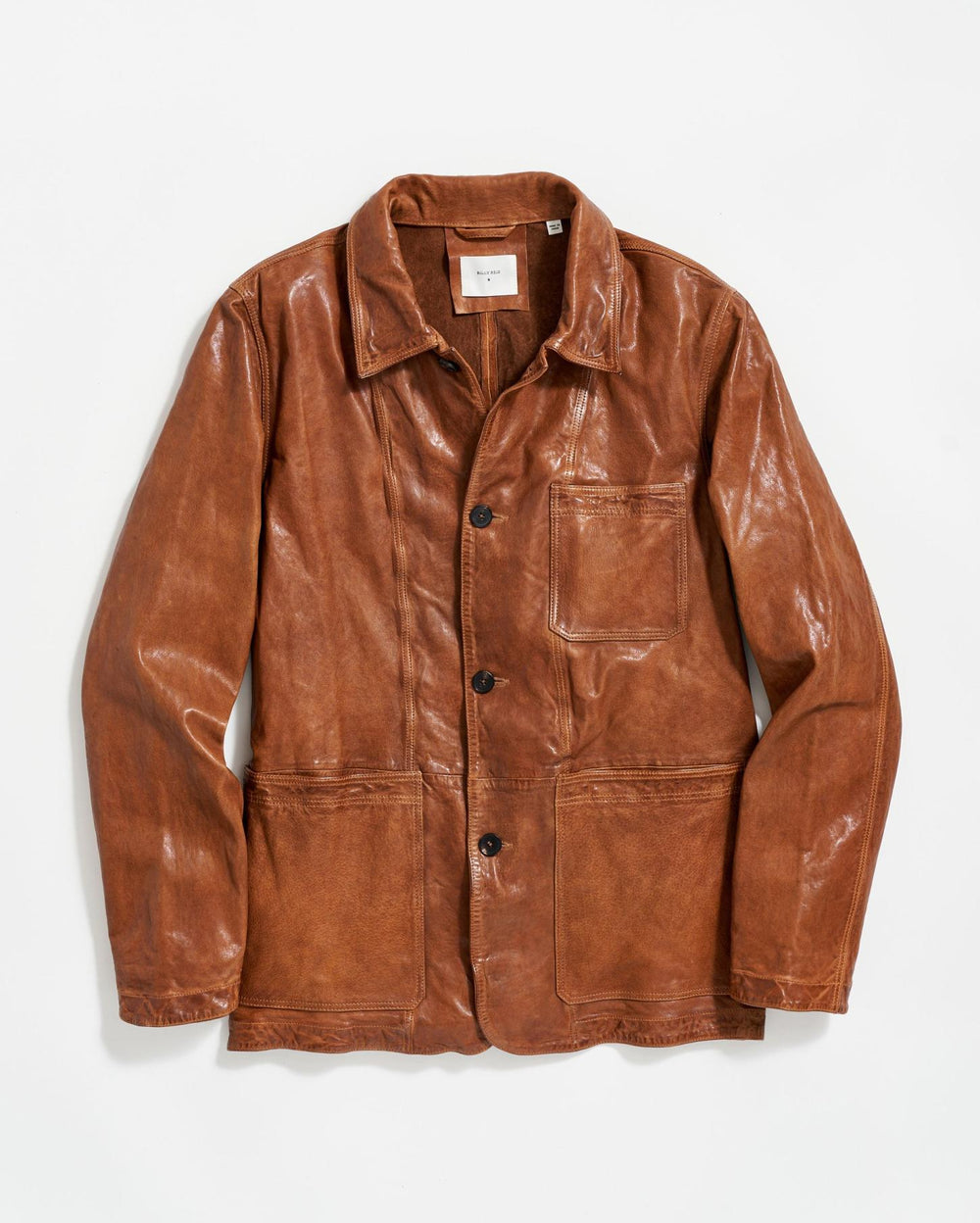 Men Leather Chore Coat Cognac | Billy Reid Jackets &amp; Outerwear