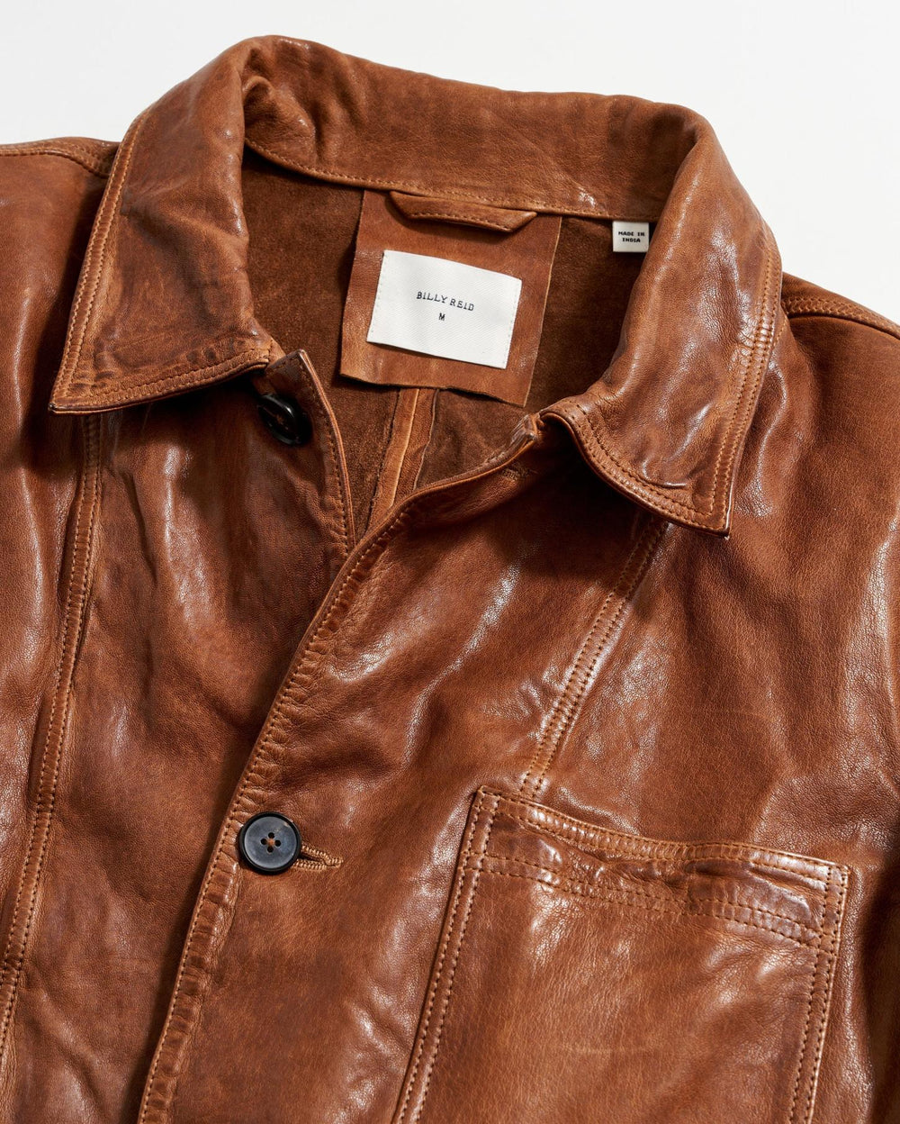 Men Leather Chore Coat Cognac | Billy Reid Jackets &amp; Outerwear