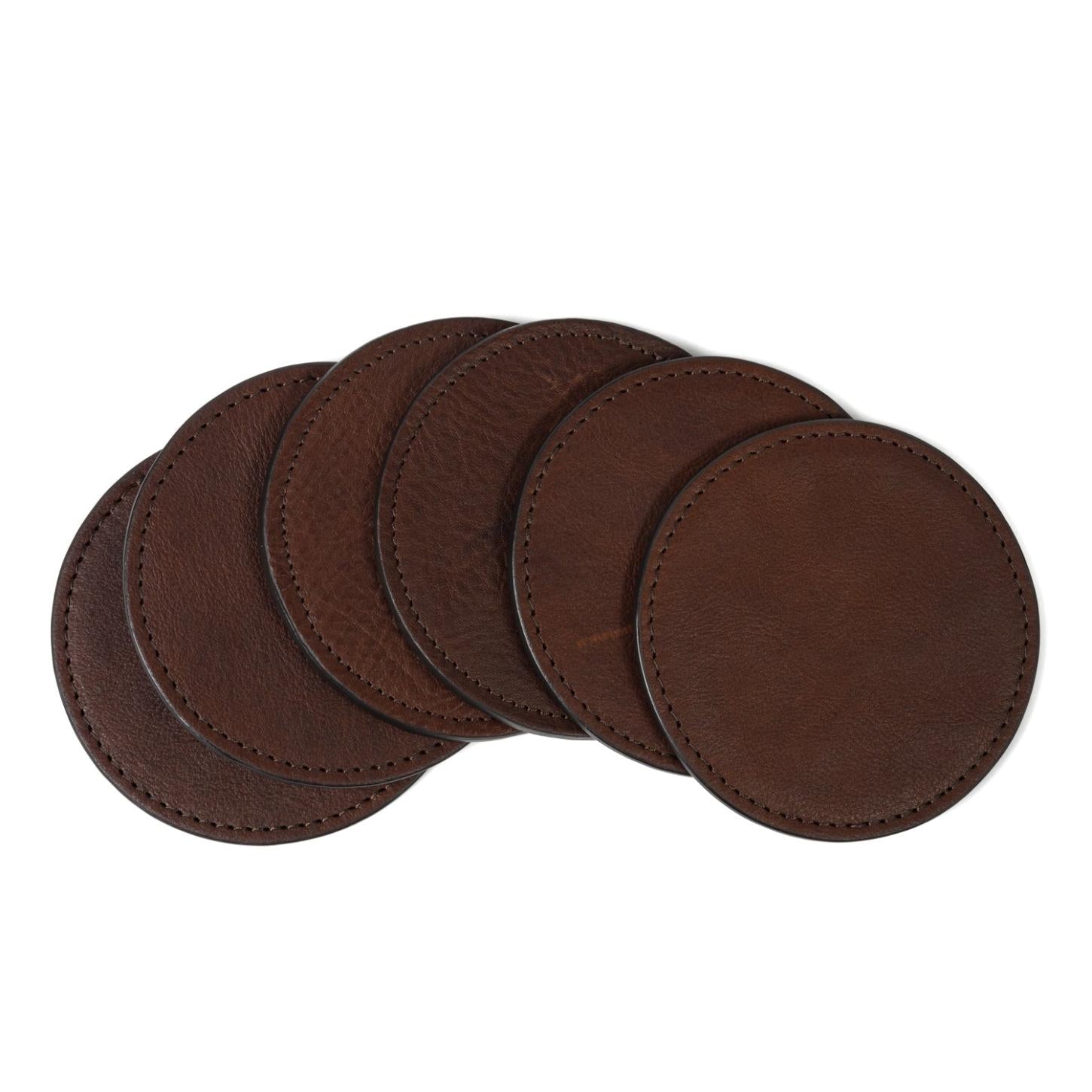 Men Leather Coaster Set Seven Hills Chocolate | Billy Reid Accessories
