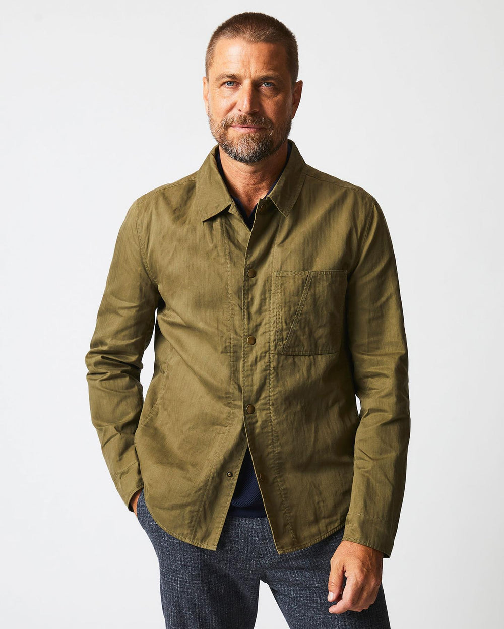 Men Leroy Shirt Jacket Moss Green | Billy Reid Jackets &amp; Outerwear