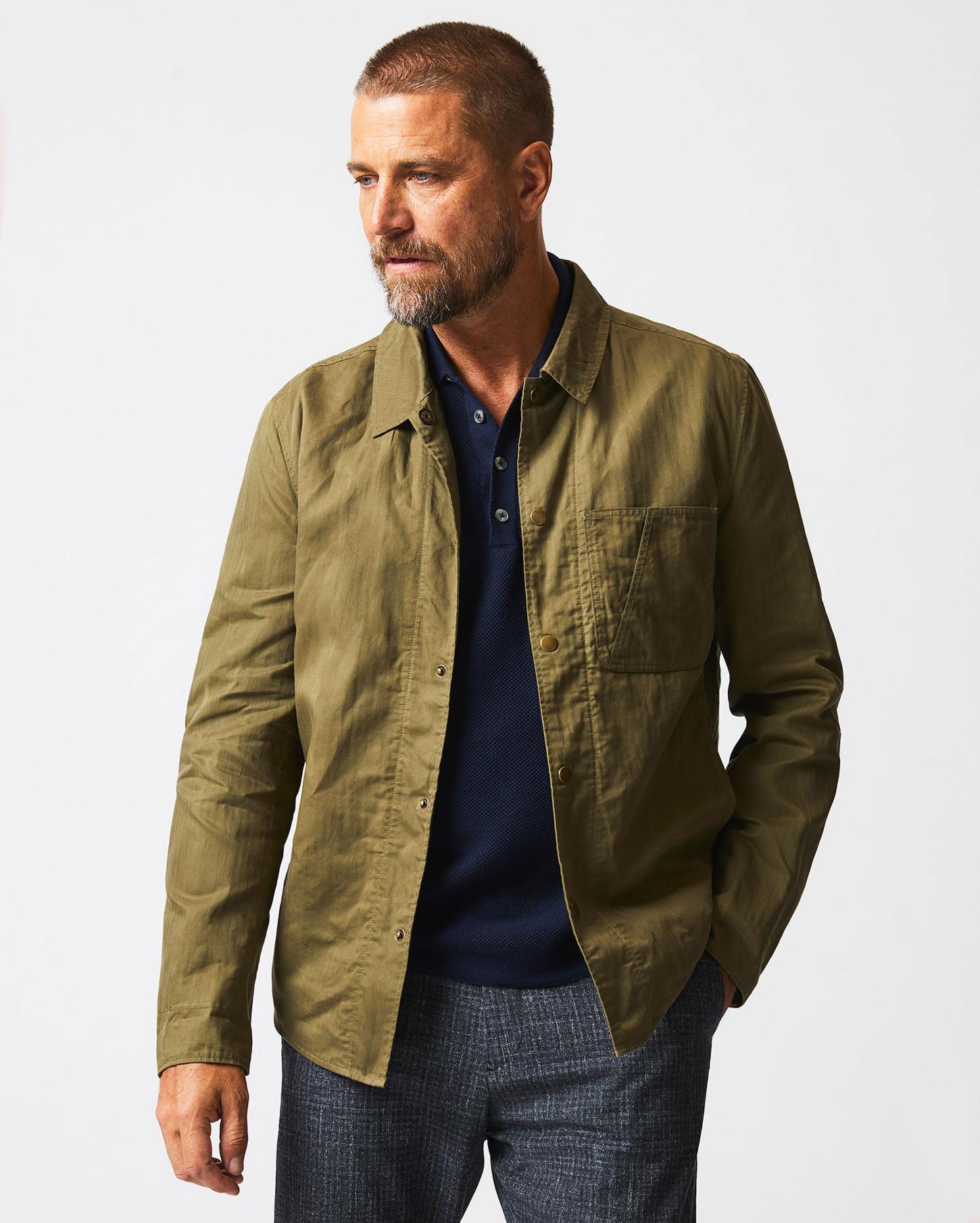 Men Leroy Shirt Jacket Moss Green | Billy Reid Jackets &amp; Outerwear