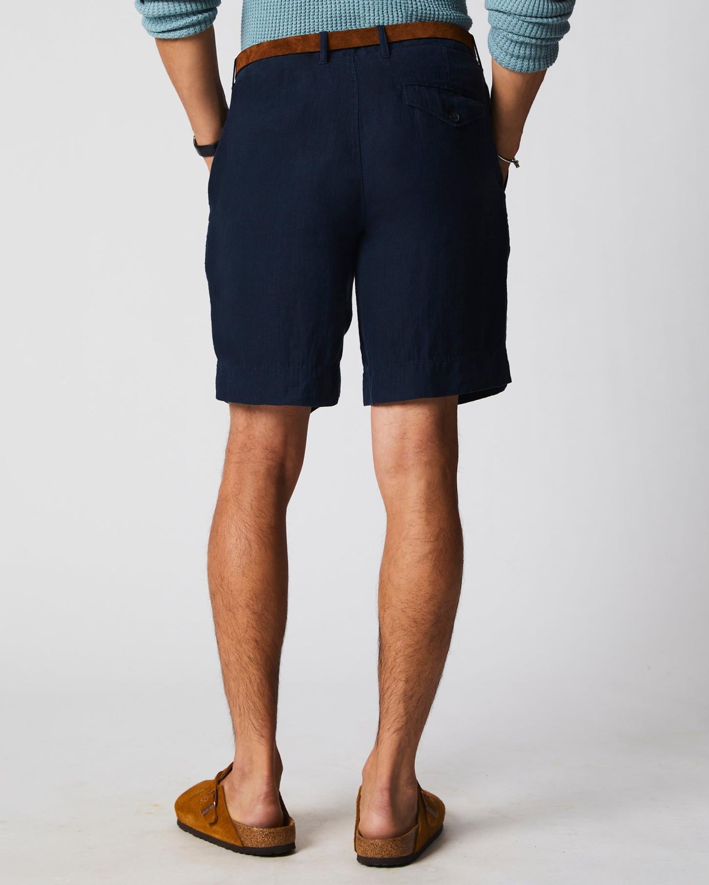 Men Linen Moore Short Carbon Blue | Billy Reid Bottoms