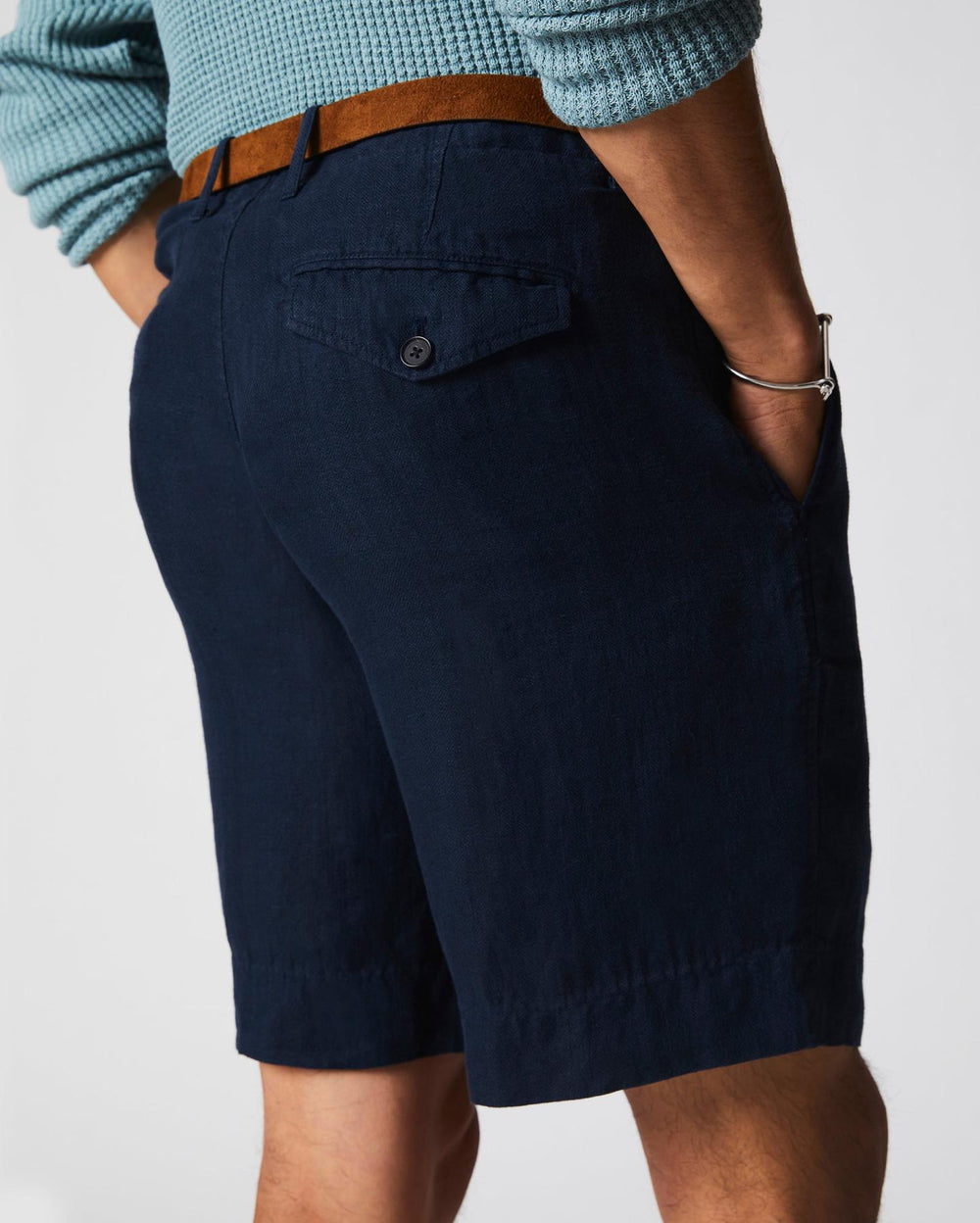 Men Linen Moore Short Carbon Blue | Billy Reid Bottoms