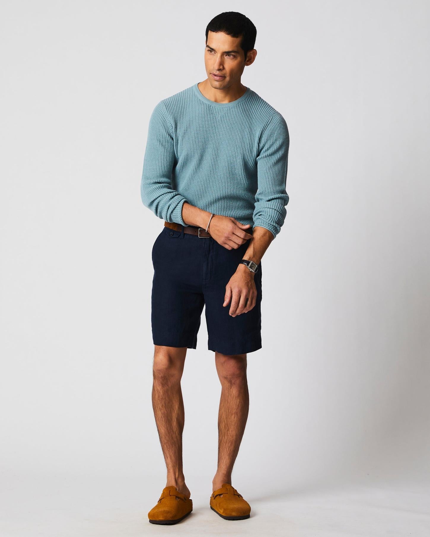 Men Linen Moore Short Carbon Blue | Billy Reid Bottoms