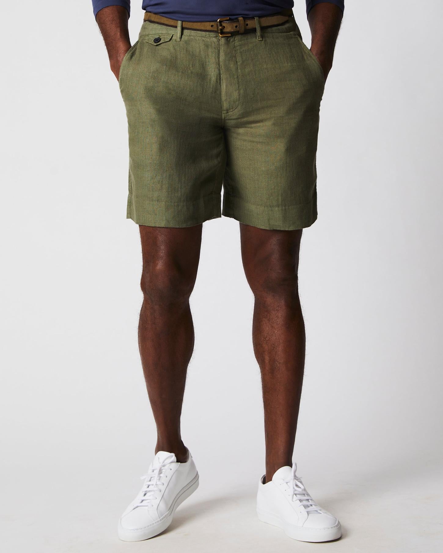 Men Linen Moore Short Olive | Billy Reid Bottoms