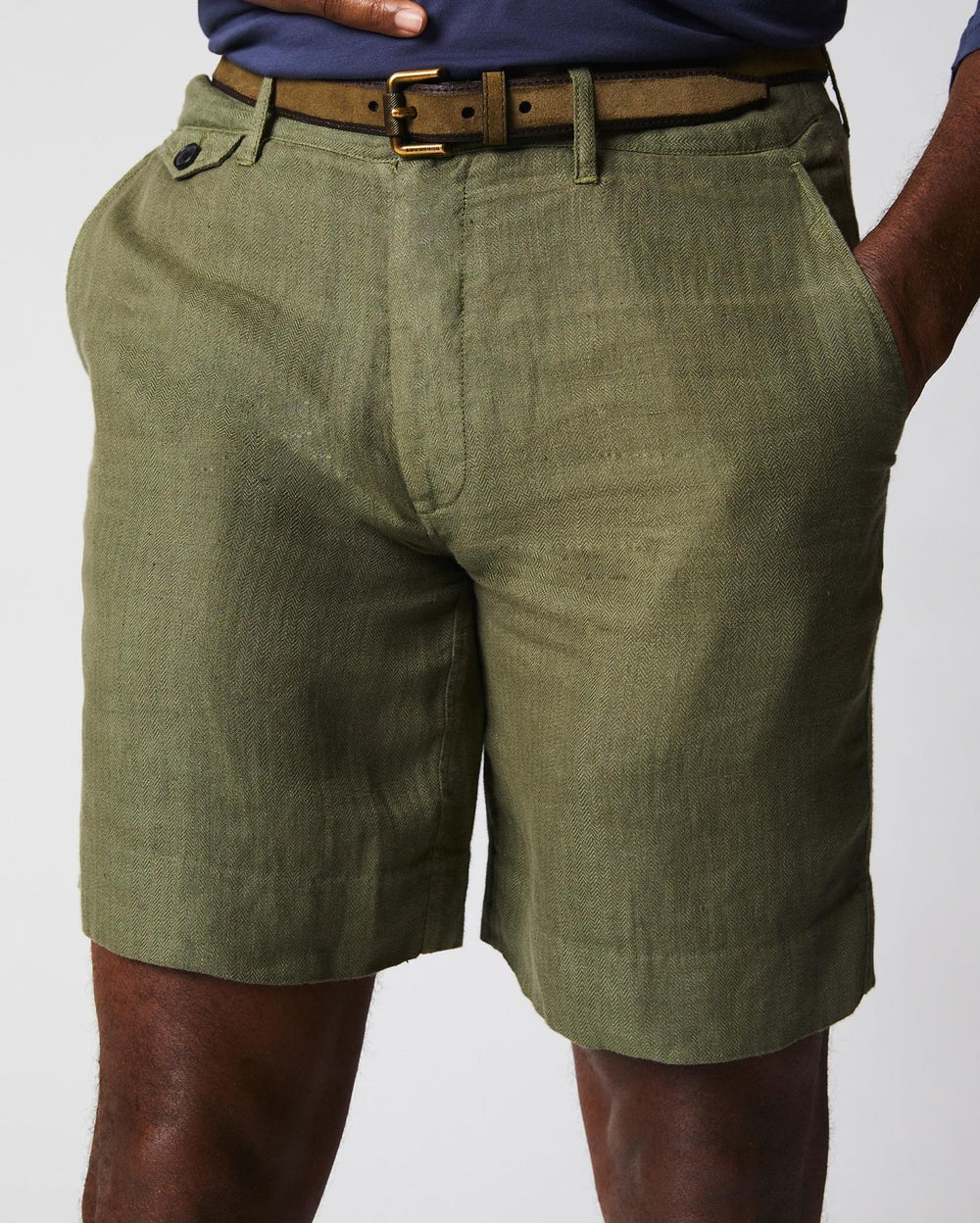 Men Linen Moore Short Olive | Billy Reid Bottoms