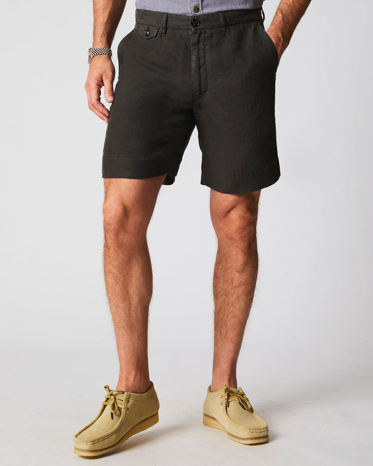 Men Linen Moore Short Steel Grey | Billy Reid Bottoms