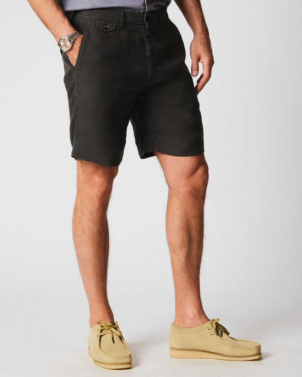 Men Linen Moore Short Steel Grey | Billy Reid Bottoms