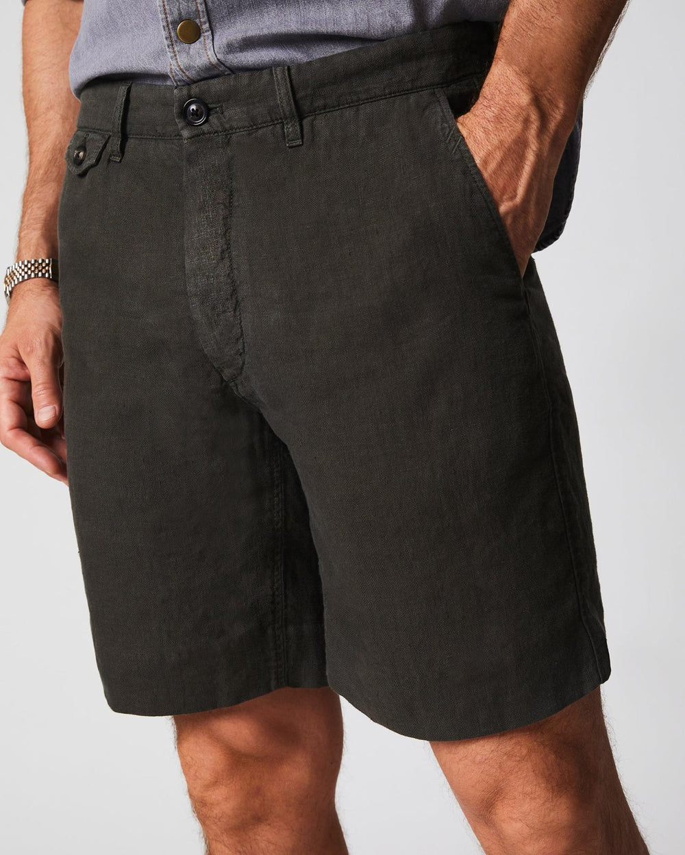 Men Linen Moore Short Steel Grey | Billy Reid Bottoms