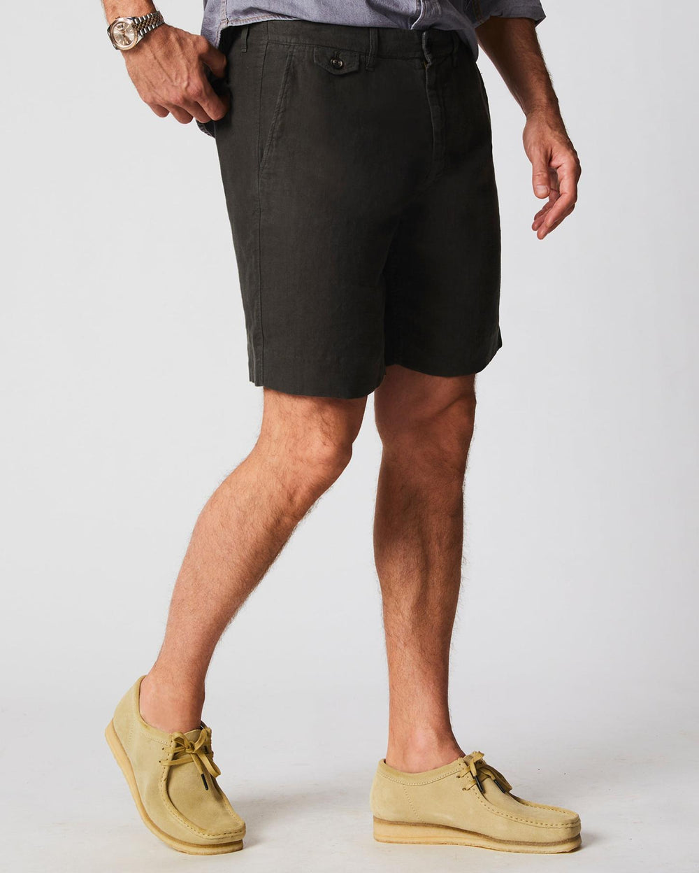 Men Linen Moore Short Steel Grey | Billy Reid Bottoms