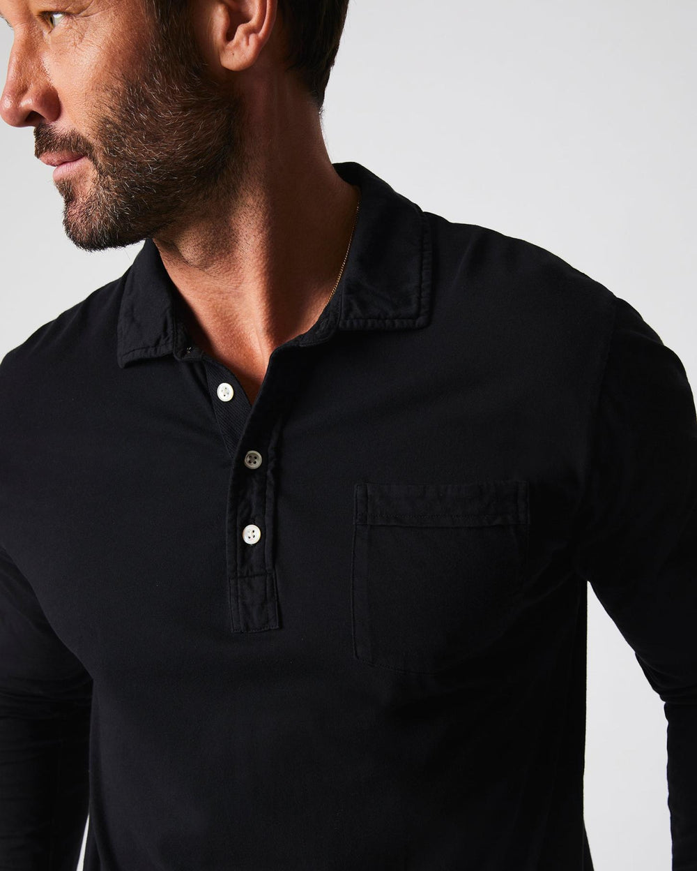 Men Long Sleeve Pensacola Polo Black | Billy Reid Polos, Tees &amp; Henleys