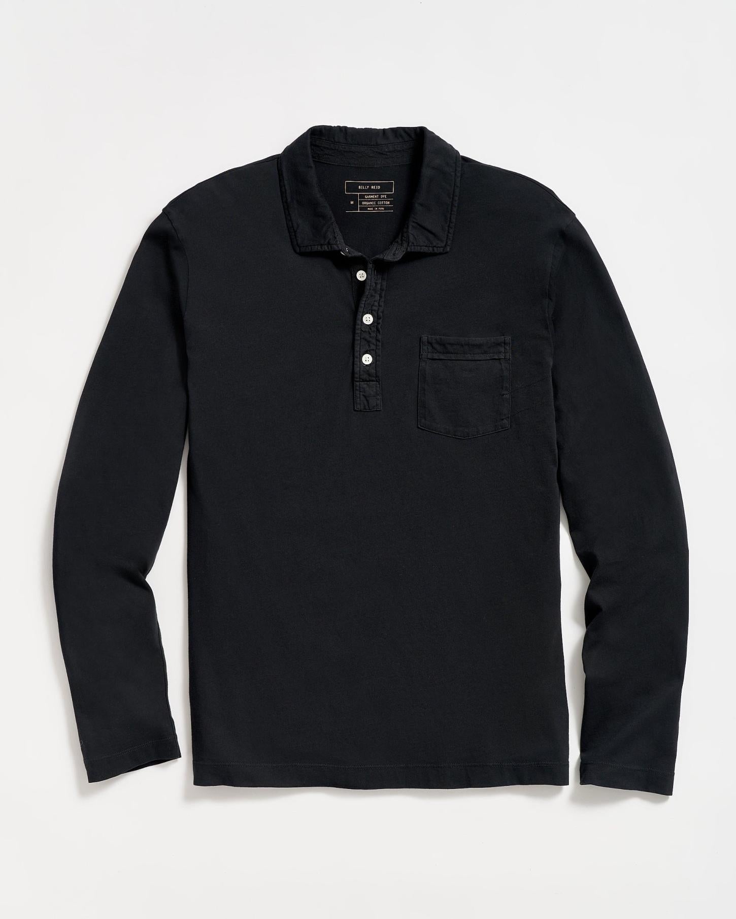 Men Long Sleeve Pensacola Polo Black | Billy Reid Polos, Tees &amp; Henleys