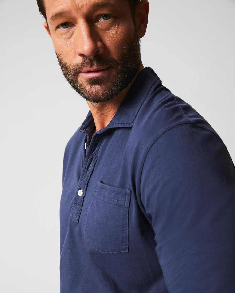 Men Long Sleeve Pensacola Polo Navy | Billy Reid Polos, Tees &amp; Henleys