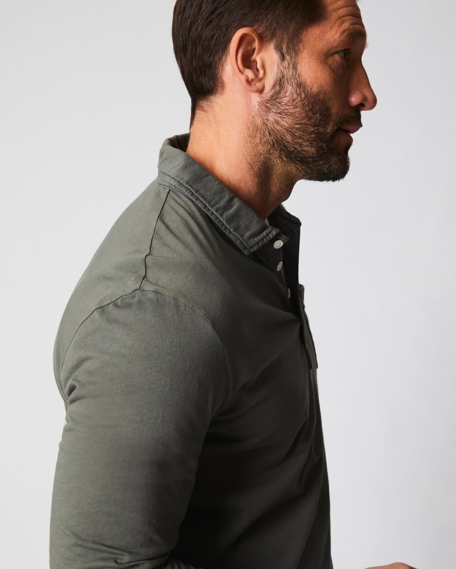 Men Long Sleeve Pensacola Polo Washed Grey | Billy Reid Polos, Tees &amp; Henleys