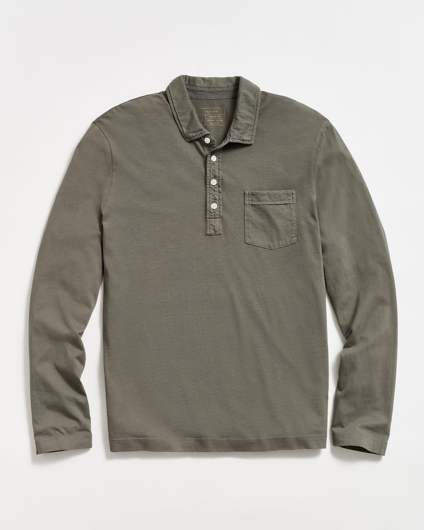 Men Long Sleeve Pensacola Polo Washed Grey | Billy Reid Polos, Tees &amp; Henleys