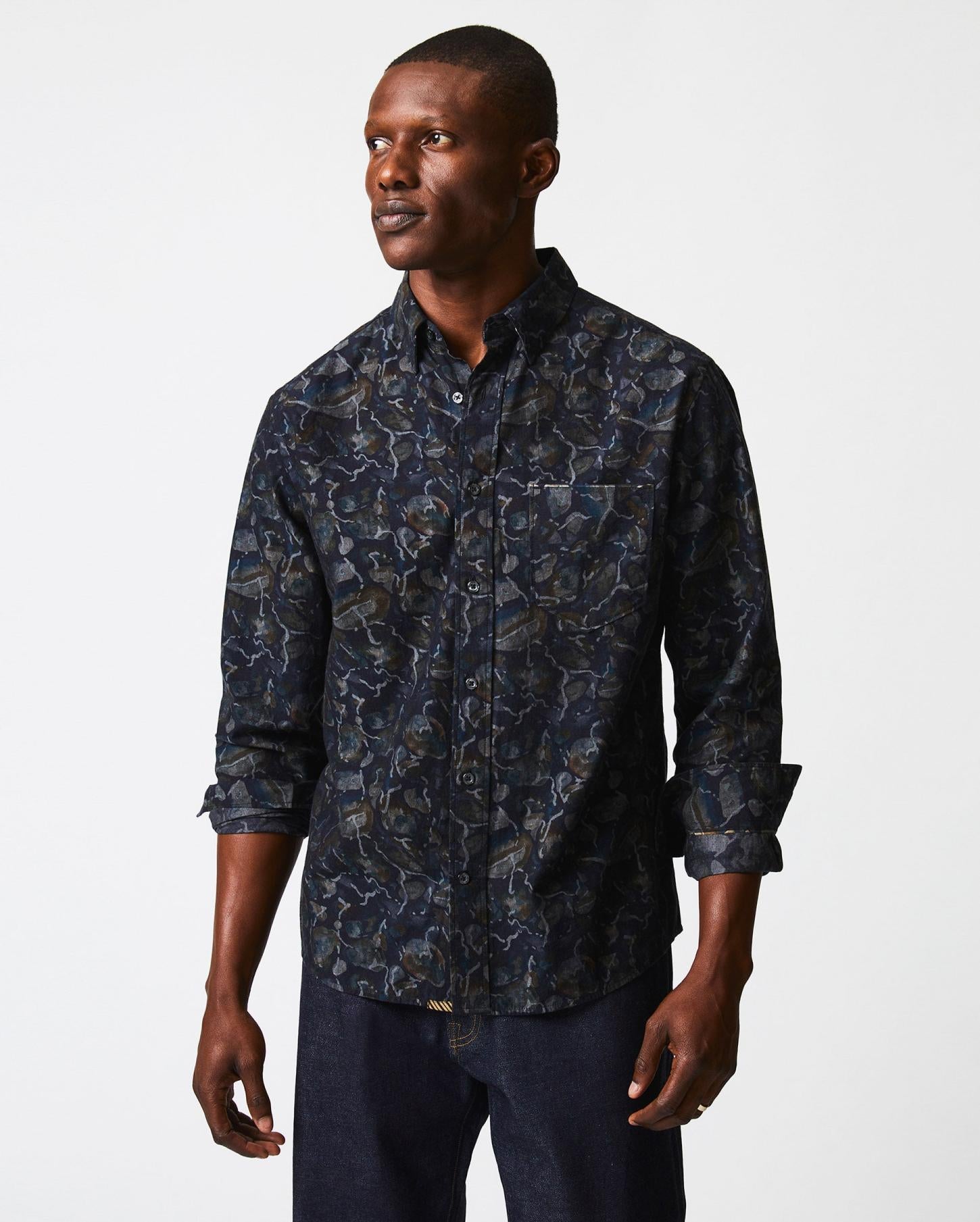 Men Low Tide Msl 1-Pocket Shirt Carbon Blue | Billy Reid Shirting
