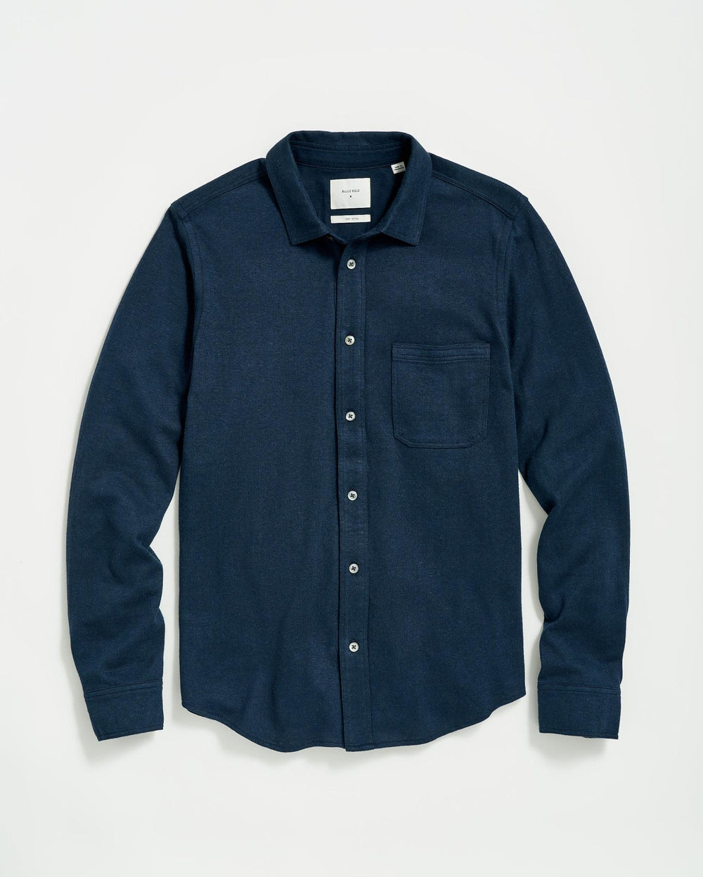 Men L/S Hemp Cotton Knit Shirt Carbon Blue | Billy Reid Shirting