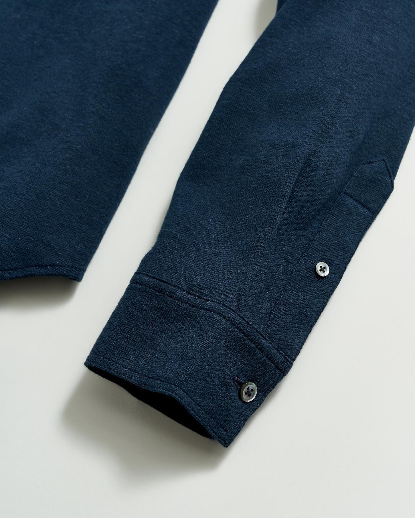 Men L/S Hemp Cotton Knit Shirt Carbon Blue | Billy Reid Shirting