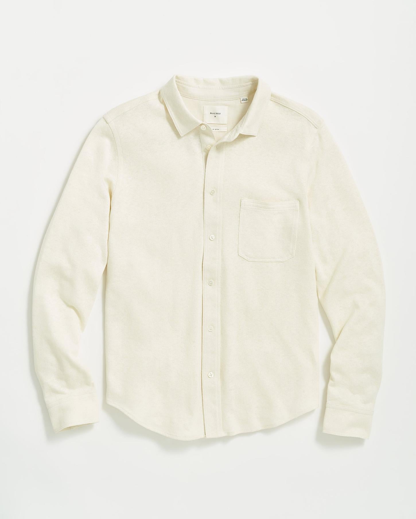 Men L/S Hemp Cotton Knit Shirt Tinted White | Billy Reid Shirting