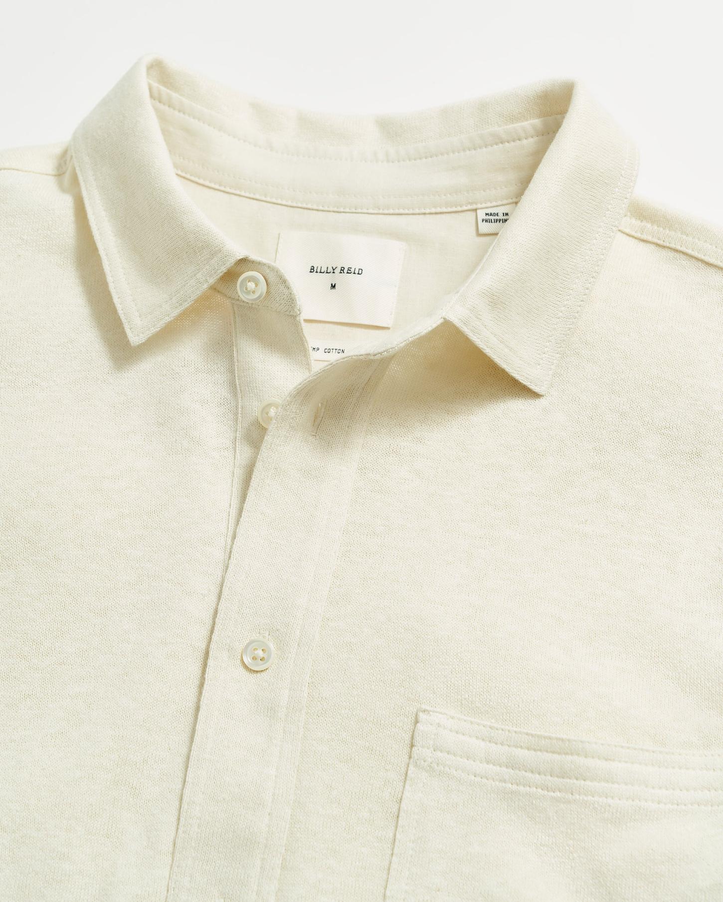 Men L/S Hemp Cotton Knit Shirt Tinted White | Billy Reid Shirting