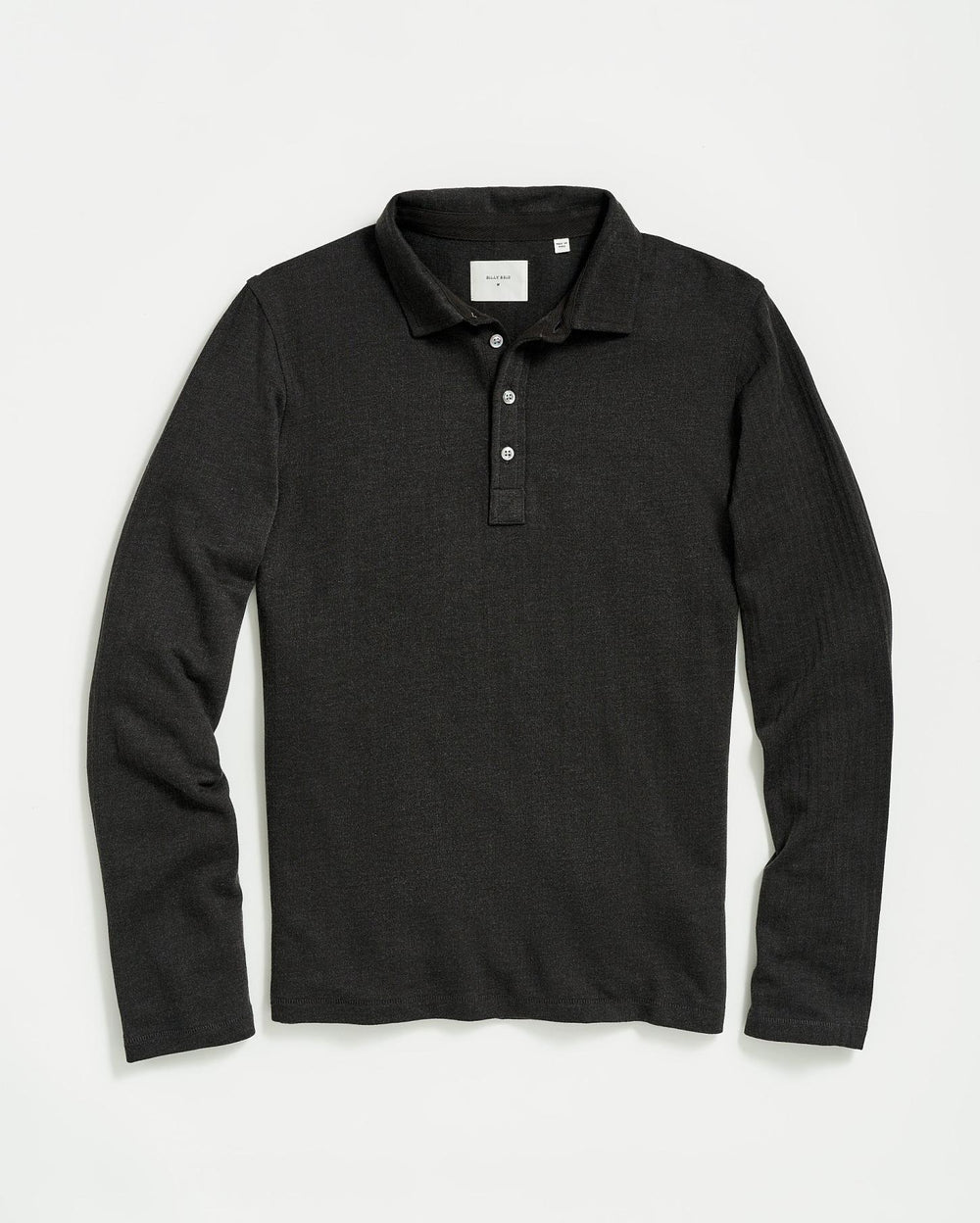 Men L/S Herringbone Polo Jet Black | Billy Reid Polos, Tees &amp; Henleys