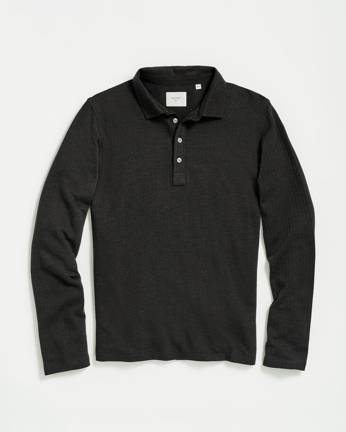 Men L/S Herringbone Polo Jet Black | Billy Reid Polos, Tees &amp; Henleys