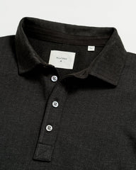 Men L/S Herringbone Polo Jet Black | Billy Reid Polos, Tees &amp; Henleys