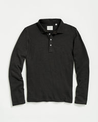 Men L/S Herringbone Polo Jet Black | Billy Reid Polos, Tees &amp; Henleys