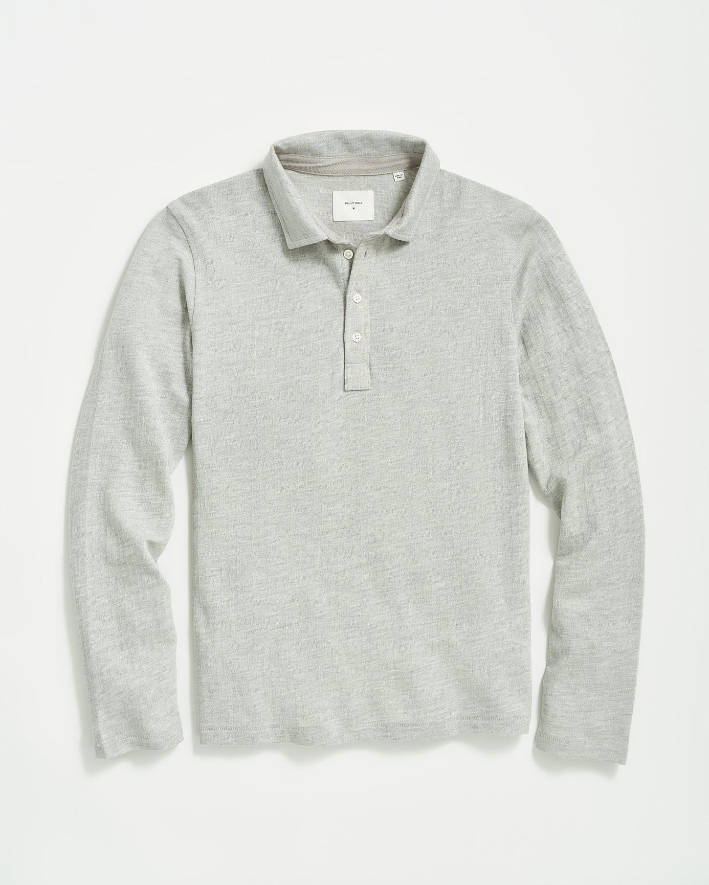 Men L/S Herringbone Polo Light Grey | Billy Reid Polos, Tees &amp; Henleys