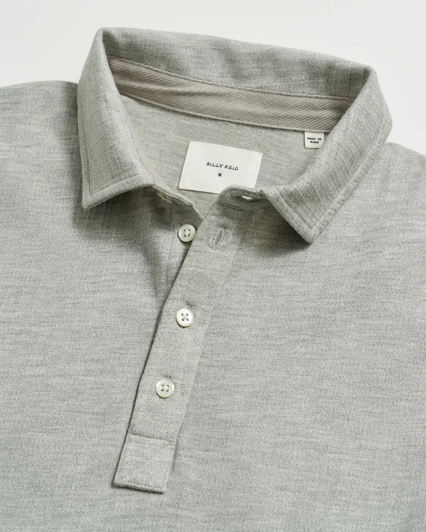 Men L/S Herringbone Polo Light Grey | Billy Reid Polos, Tees &amp; Henleys